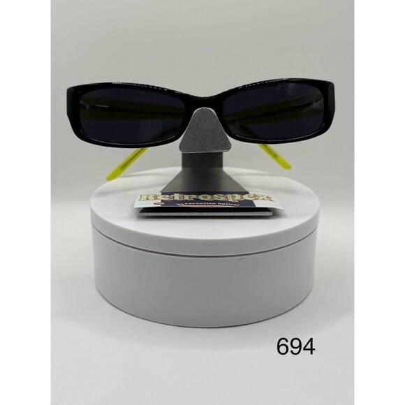 Vintage Y2K Eyeglasses NOS | Narrow Rectangle Style | Grey Sun Lens | Black/Neon - Picture 3 of 10